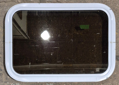 Used White Radius Non Opening Window : 24 1/4 W x 16 3/4 H x 1 7/8 D