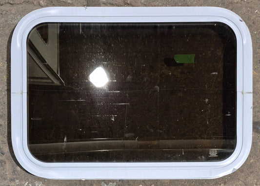 Used White Radius Non Opening Window : 24 1/4 W x 16 3/4 H x 1 7/8 D