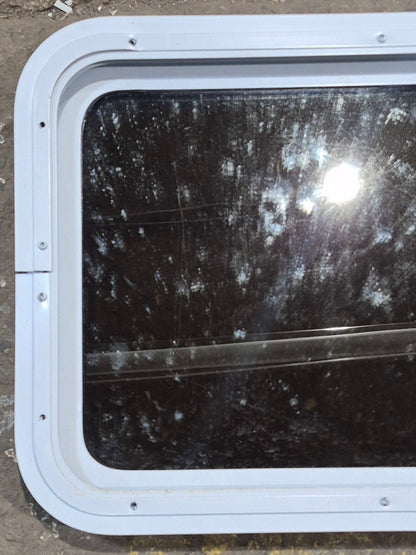 Used White Radius Non Opening Window : 24 W x 16 1/2 H x 1 7/8 D