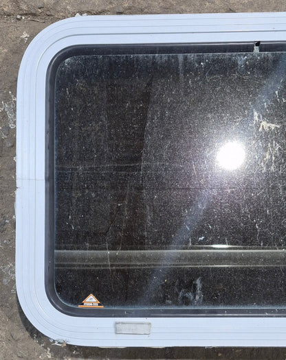 Used White Radius Non Opening Window : 24 W x 16 1/2 H x 1 7/8 D
