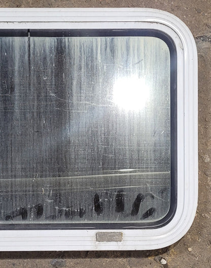 Used White Radius Non Opening Window : 24 W x 16 1/2 H x 1 7/8 D