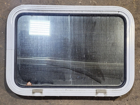 Used White Radius Non Opening Window : 24 W x 16 1/2 H x 1 7/8 D