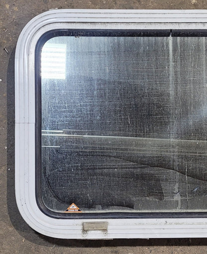 Used White Radius Non Opening Window : 24 W x 16 1/2 H x 1 7/8 D