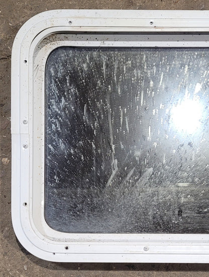 Used White Radius Non Opening Window : 24 W x 16 1/2 H x 1 7/8 D