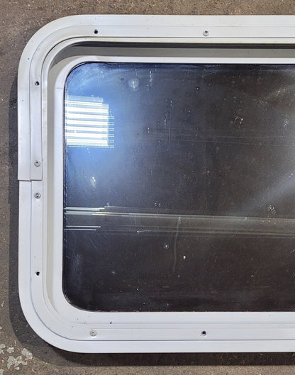 Used White Radius Non Opening Window : 24 W x 16 1/2 H x 1 7/8 D