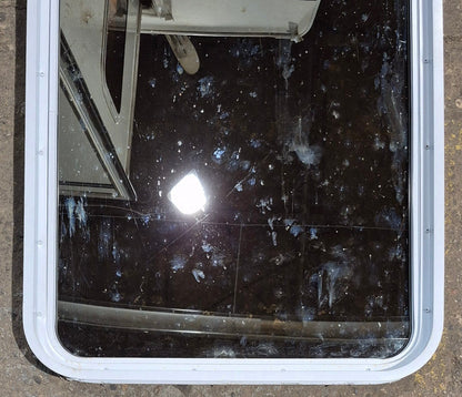 Used White Radius Non Opening Window : 26 1/4 W x 35 1/2 H x 1 7/8 D