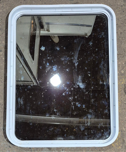Used White Radius Non Opening Window : 26 1/4 W x 35 1/2 H x 1 7/8 D