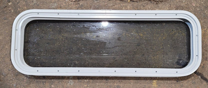 Used White Radius Non Opening Window : 35 1/2 W x 11 1/2 H x 1 7/8 D