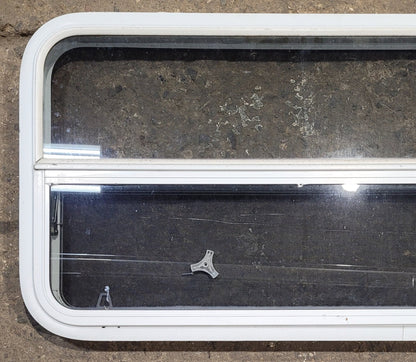 Used White Radius Non Opening Window : 35 1/2 W x 11 1/2 H x 1 7/8 D