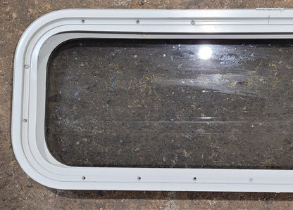 Used White Radius Non Opening Window : 35 1/2 W x 11 1/2 H x 1 7/8 D