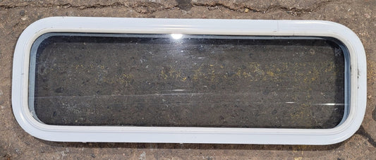 Used White Radius Non Opening Window : 35 1/2 W x 11 1/2 H x 1 7/8 D
