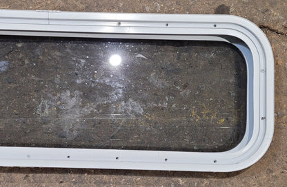 Used White Radius Non Opening Window : 35 1/2 W x 11 1/2 H x 1 7/8 D