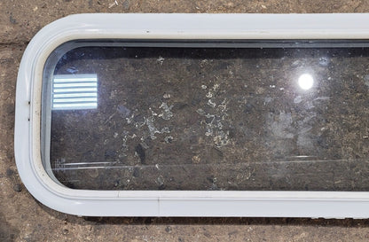 Used White Radius Non Opening Window : 35 1/2 W x 11 1/2 H x 1 7/8 D