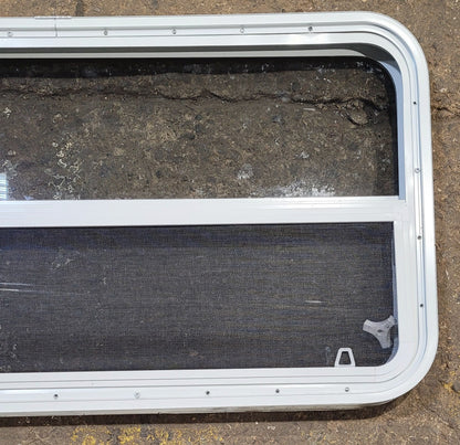 Used White Radius Non Opening Window : 35 1/2 W x 11 1/2 H x 1 7/8 D