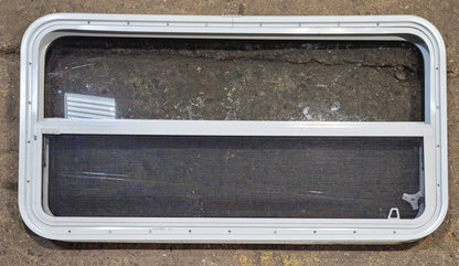 Used White Radius Non Opening Window : 35 1/2 W x 11 1/2 H x 1 7/8 D