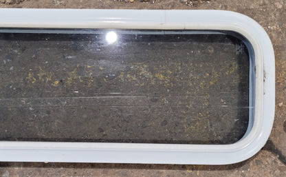 Used White Radius Non Opening Window : 35 1/2 W x 11 1/2 H x 1 7/8 D