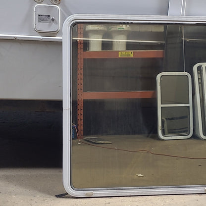 Used White Radius Non Opening Window : 41 1/2 W x 42 1/4 H x 1 7/8 D