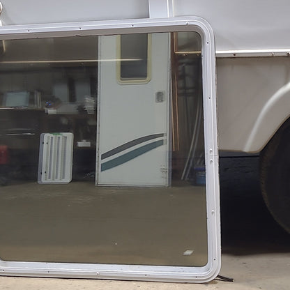 Used White Radius Non Opening Window : 41 1/2 W x 42 1/4 H x 1 7/8 D