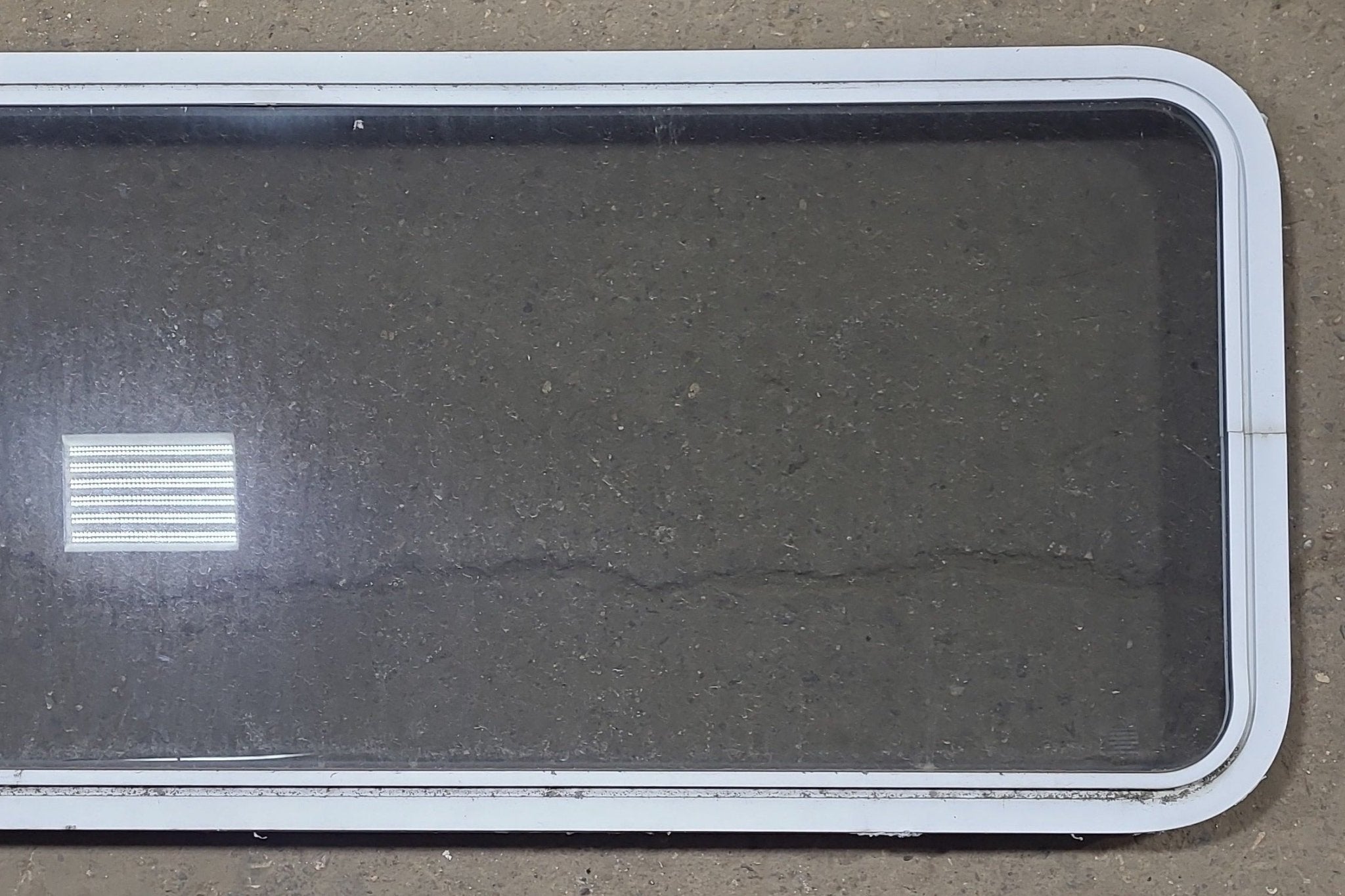 Used White Radius Non Opening Window : 54 1/4 W x 21 3/4 H x 1 7/8 D