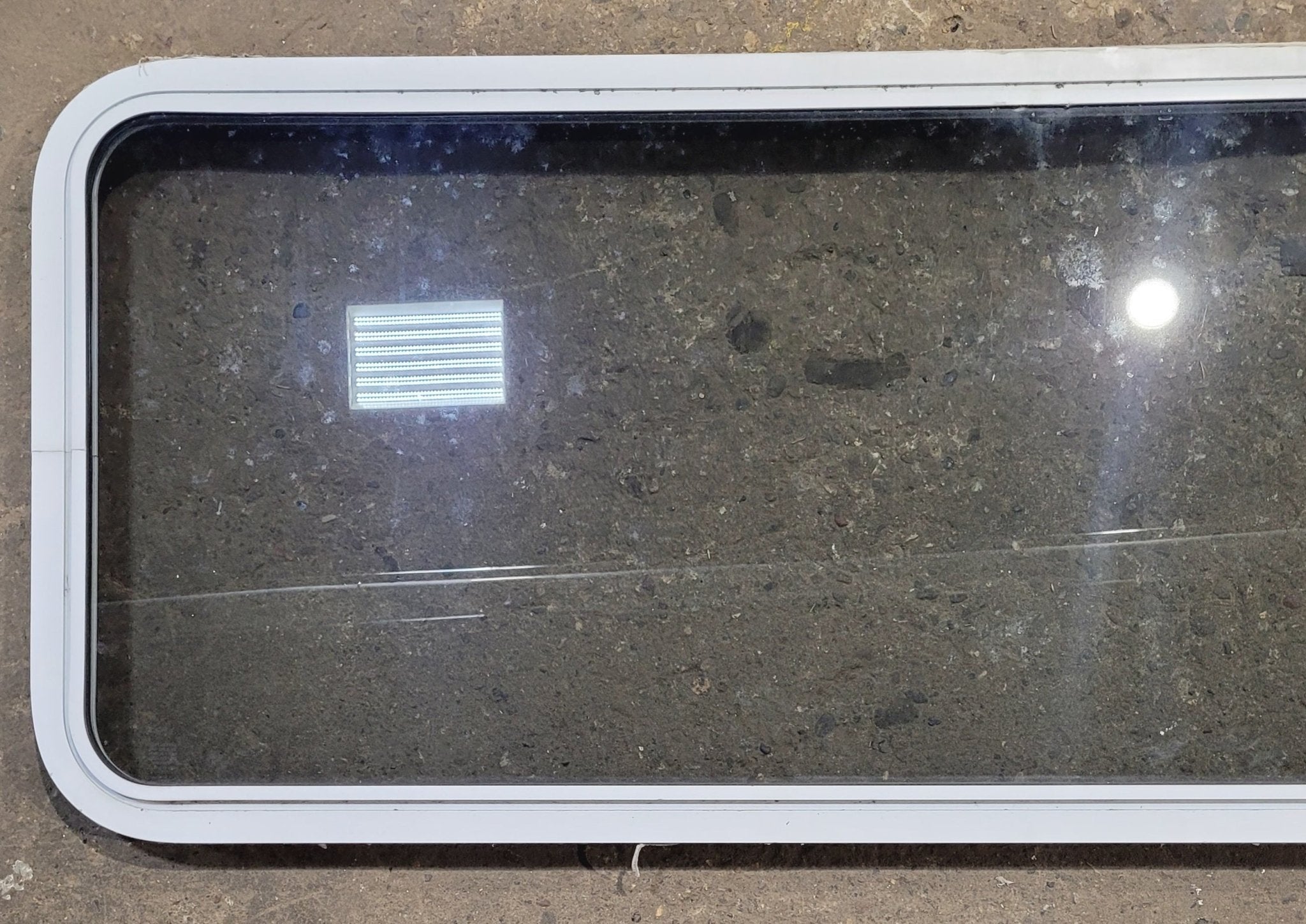 Used White Radius Non Opening Window : 54 1/4 W x 21 3/4 H x 1 7/8 D