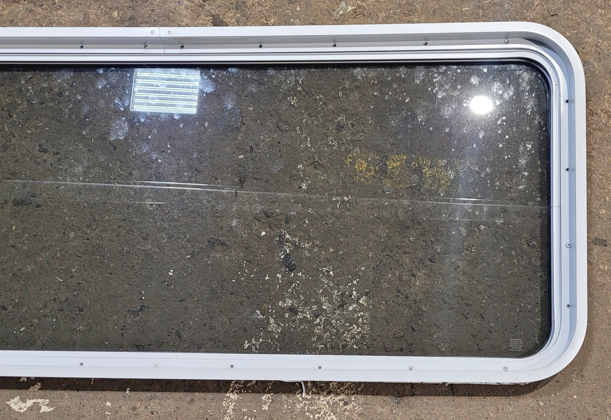 Used White Radius Non Opening Window : 54 1/4 W x 21 3/4 H x 1 7/8 D