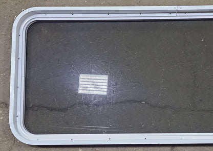 Used White Radius Non Opening Window : 54 1/4 W x 21 3/4 H x 1 7/8 D
