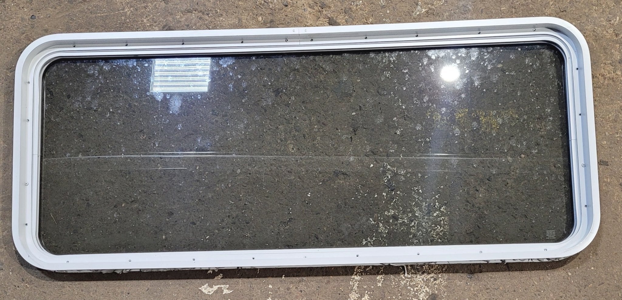 Used White Radius Non Opening Window : 54 1/4 W x 21 3/4 H x 1 7/8 D