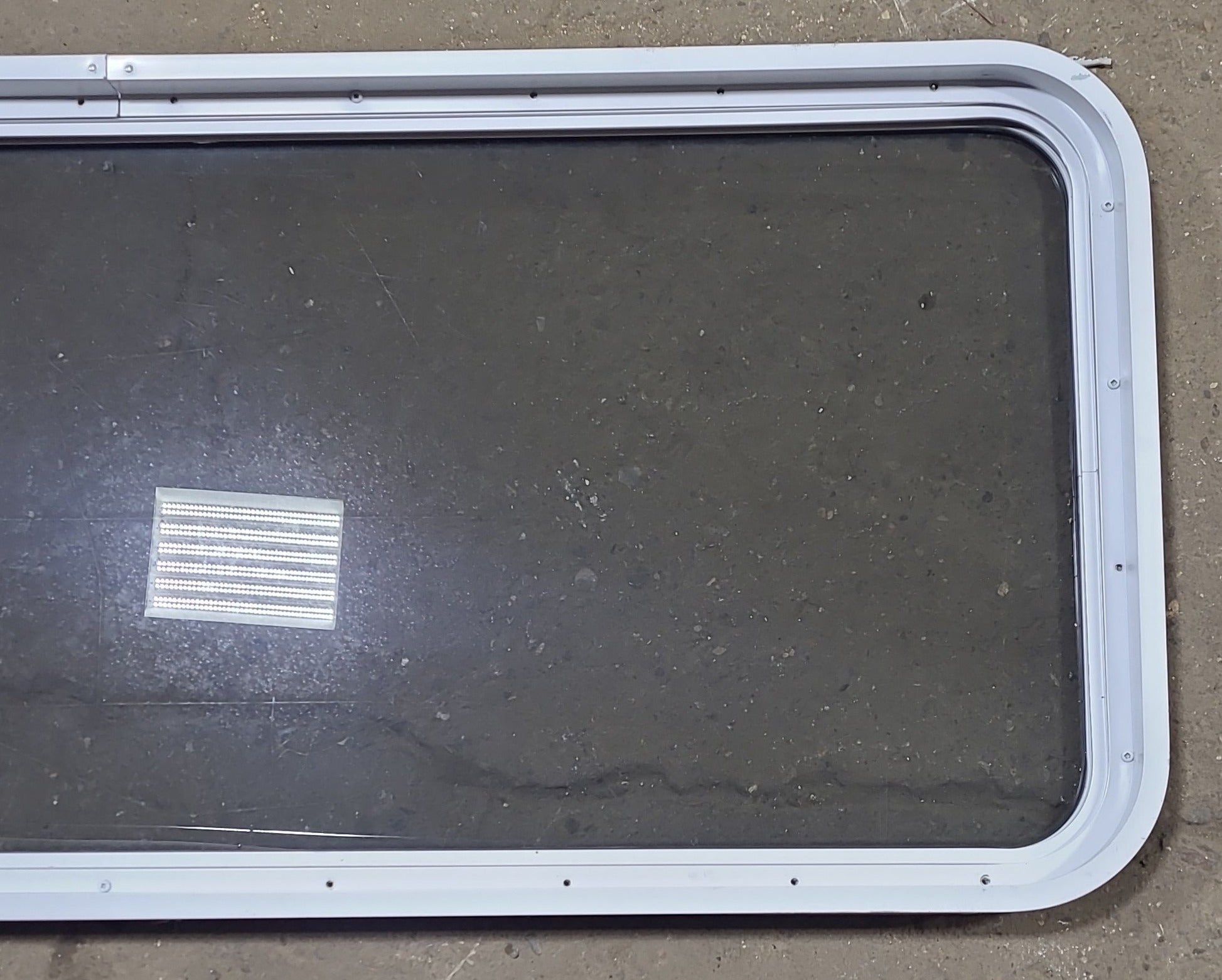 Used White Radius Non Opening Window : 54 1/4 W x 21 3/4 H x 1 7/8 D