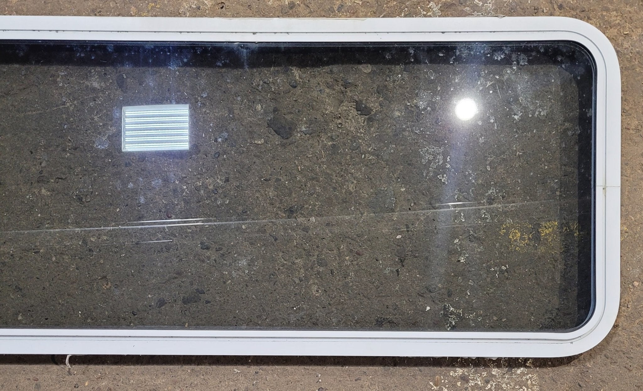 Used White Radius Non Opening Window : 54 1/4 W x 21 3/4 H x 1 7/8 D