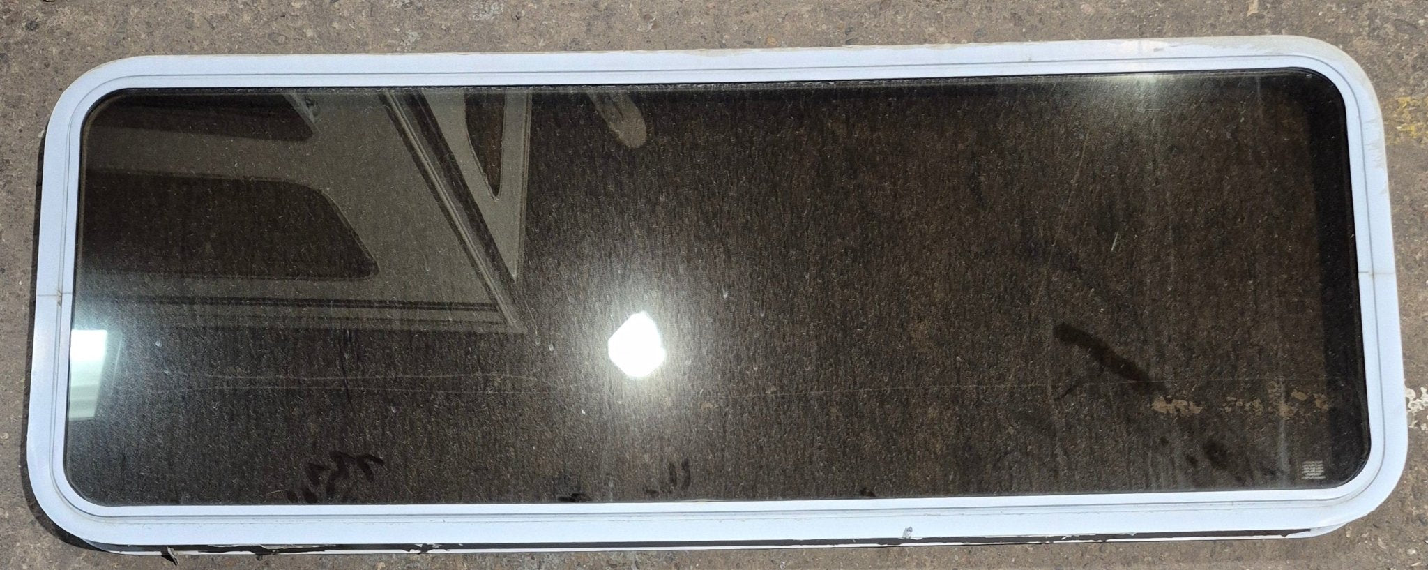 Used White Radius Non Opening Window : 60 1/4 W x 21 3/4 H x 1 7/8 D