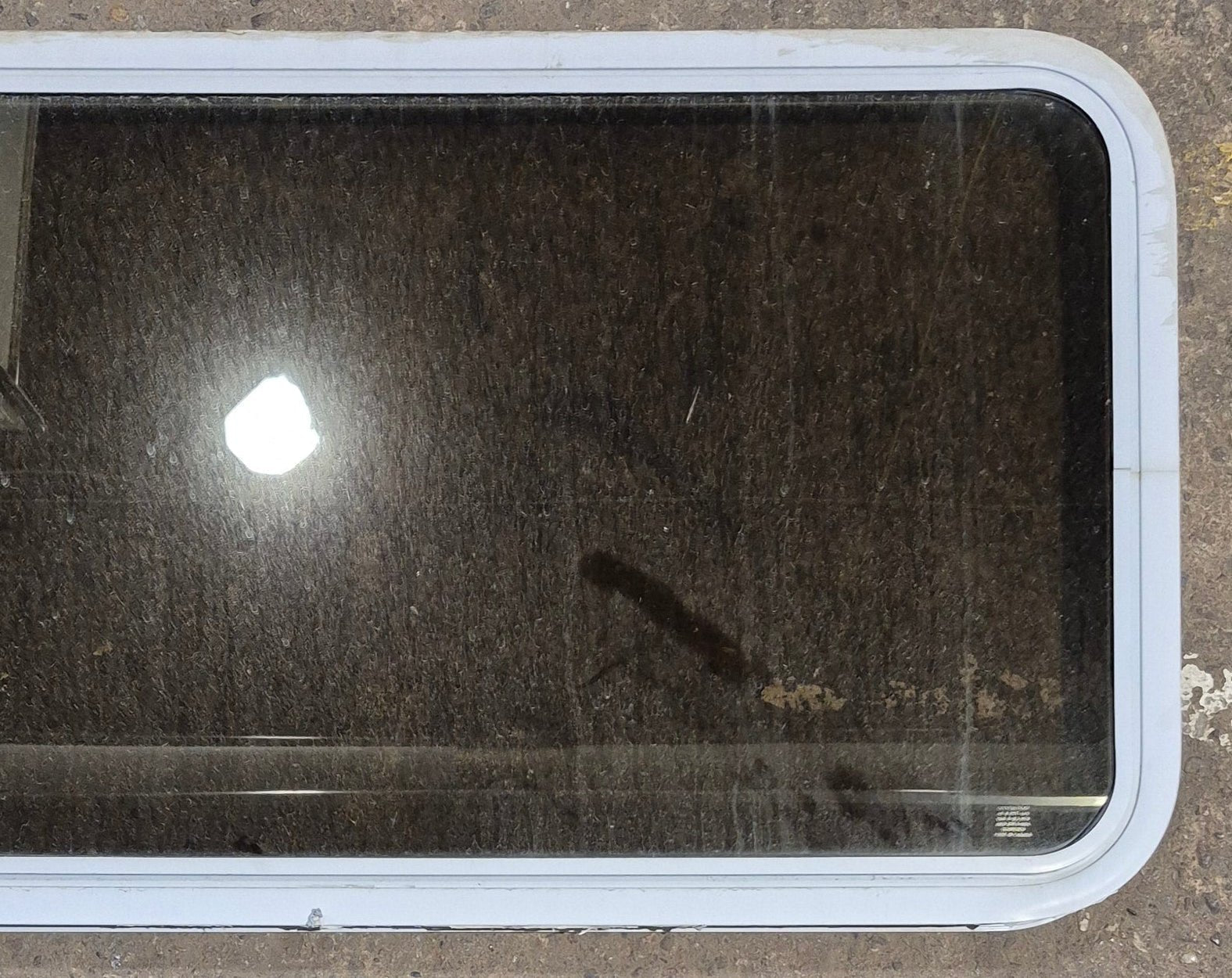 Used White Radius Non Opening Window : 60 1/4 W x 21 3/4 H x 1 7/8 D
