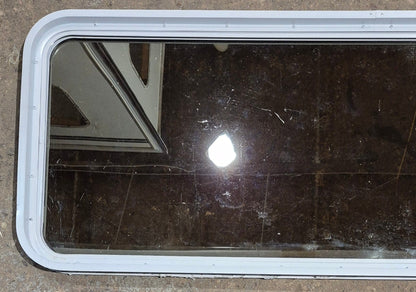 Used White Radius Non Opening Window : 60 1/4 W x 21 3/4 H x 1 7/8 D