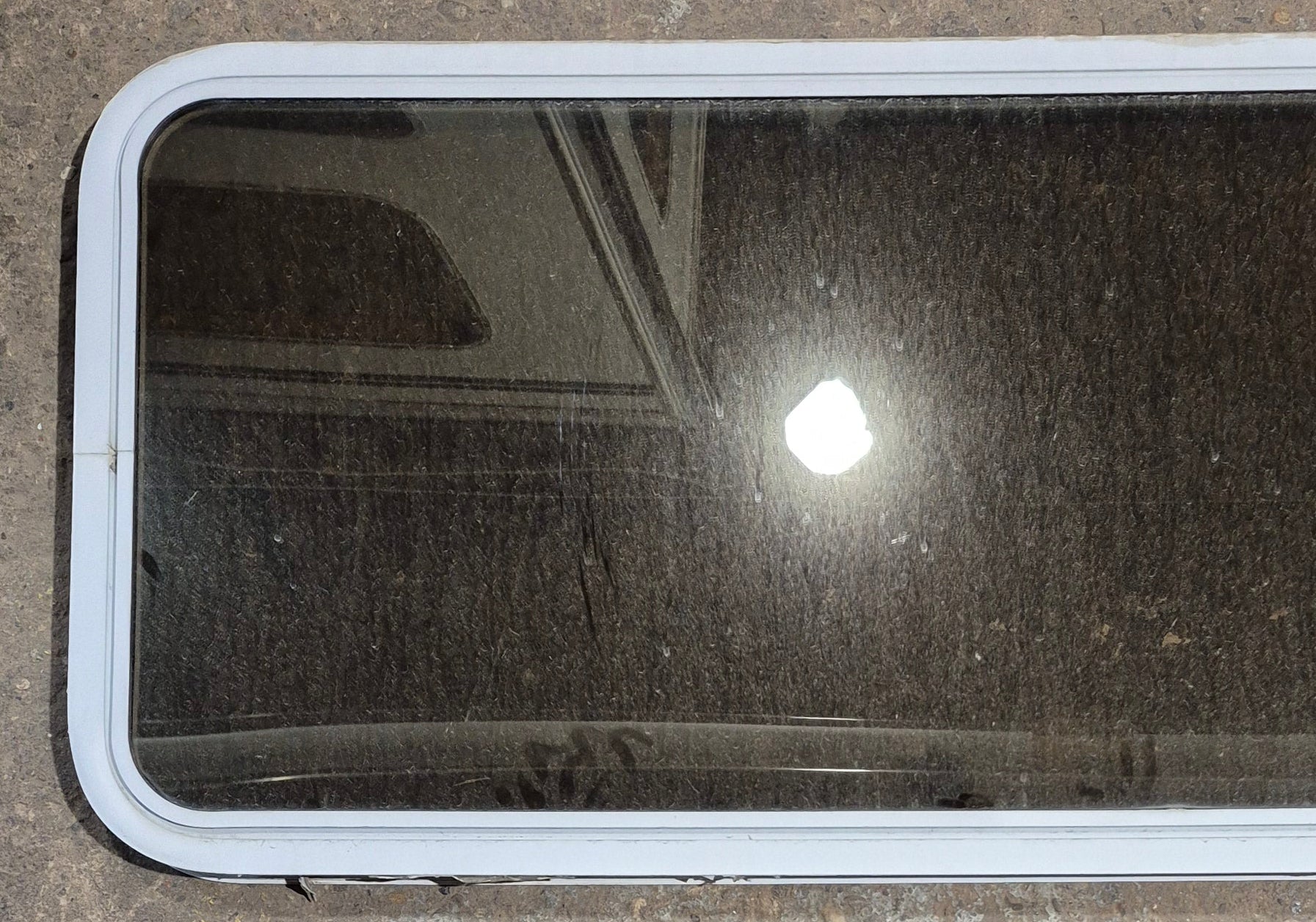 Used White Radius Non Opening Window : 60 1/4 W x 21 3/4 H x 1 7/8 D