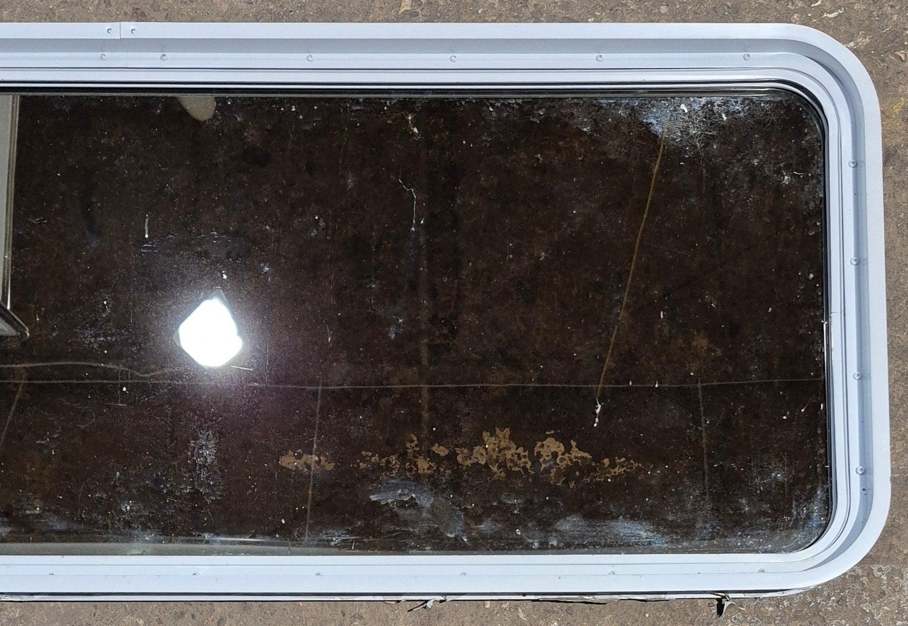 Used White Radius Non Opening Window : 60 1/4 W x 21 3/4 H x 1 7/8 D