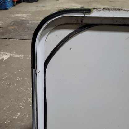 Used White Radius Non-Opening Window With Rock Guard Cover : 47 1/4 X 21 3/4  X 2 D
