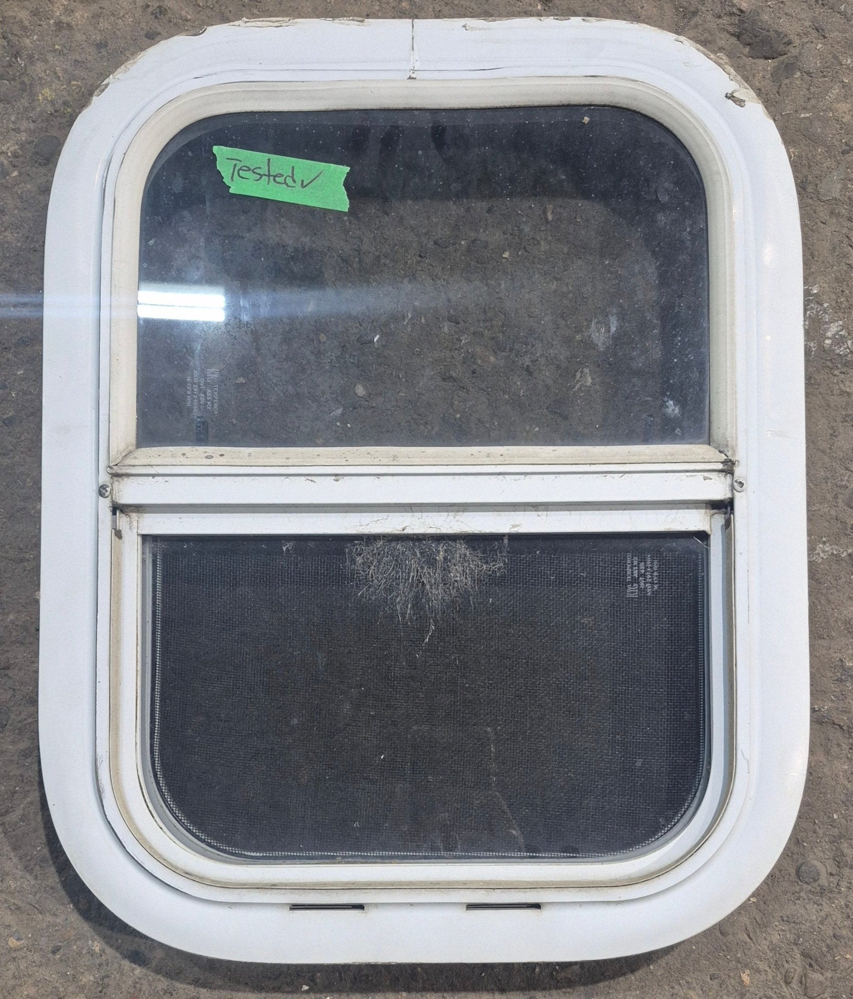 Used White Radius Opening Window : 14 1/4 W x 17 1/4 H x 1 7/8 D