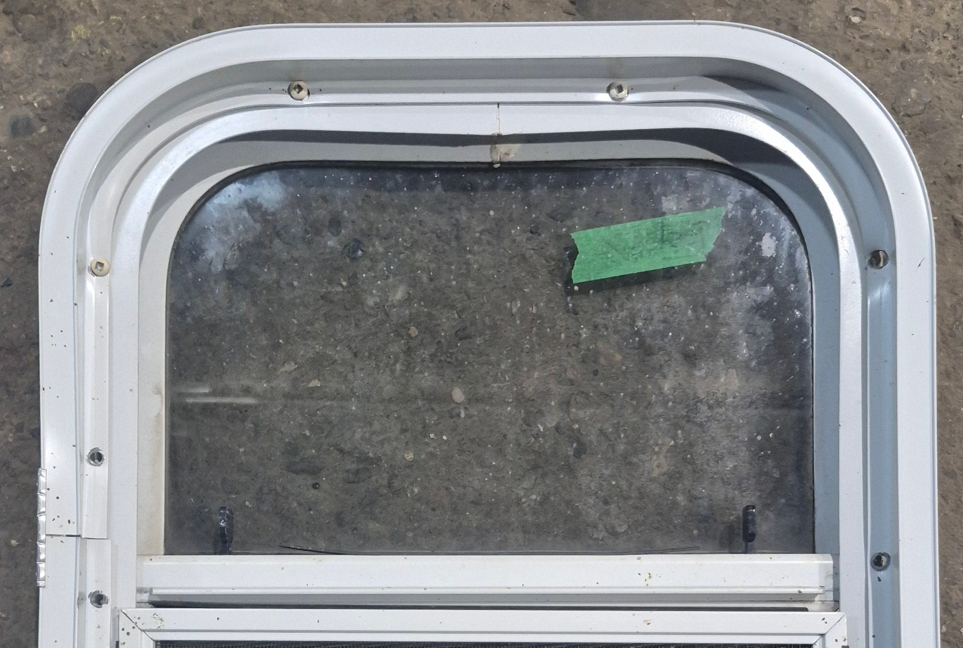 Used White Radius Opening Window : 14 1/4 W x 17 1/4 H x 1 7/8 D