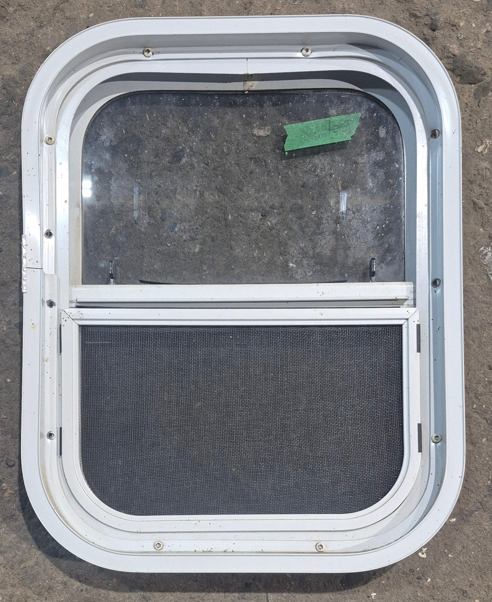 Used White Radius Opening Window : 14 1/4 W x 17 1/4 H x 1 7/8 D