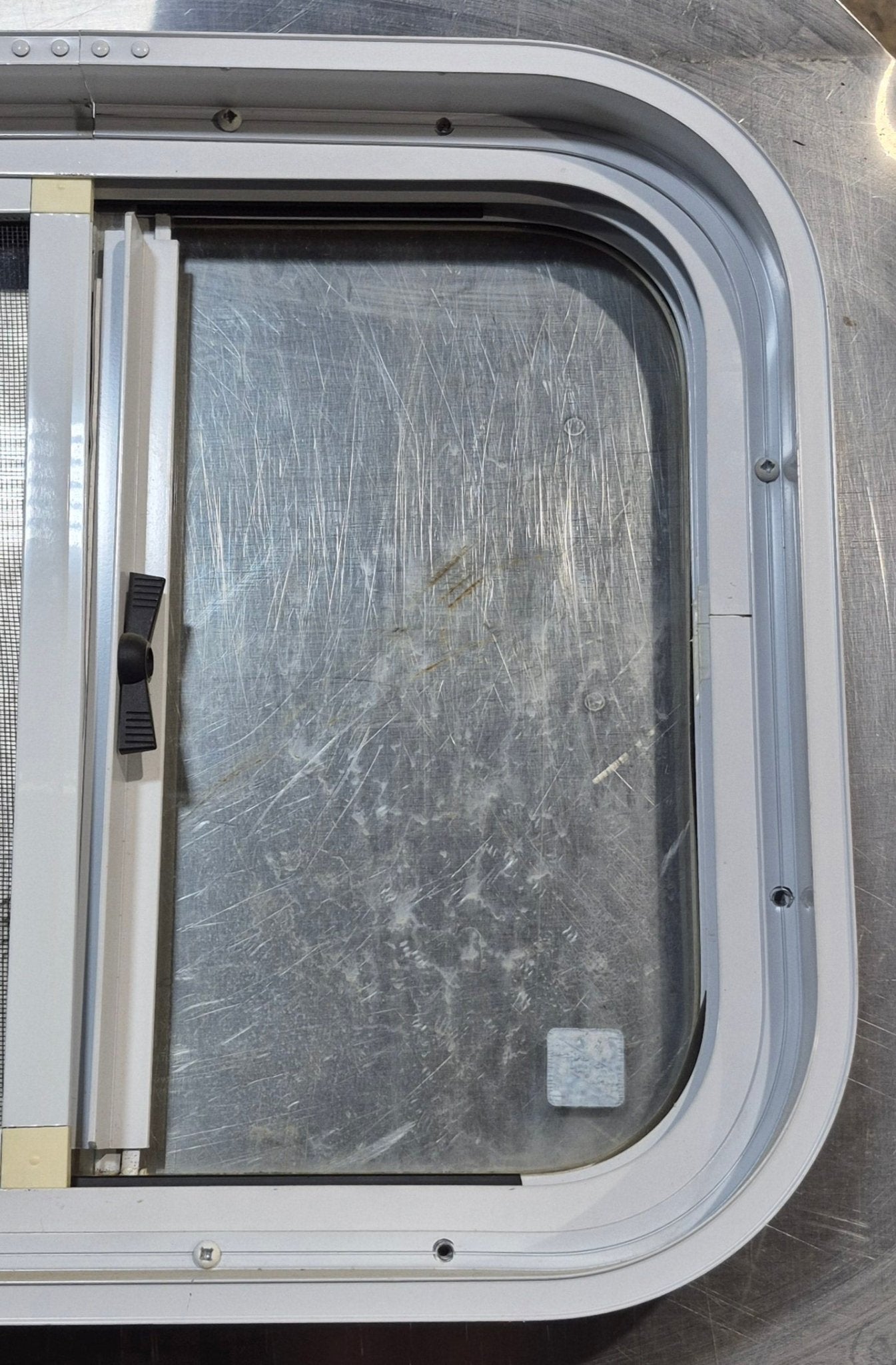Used White Radius Opening Window : 17 1/2 W x 14 1/2 H x 1 7/8 D