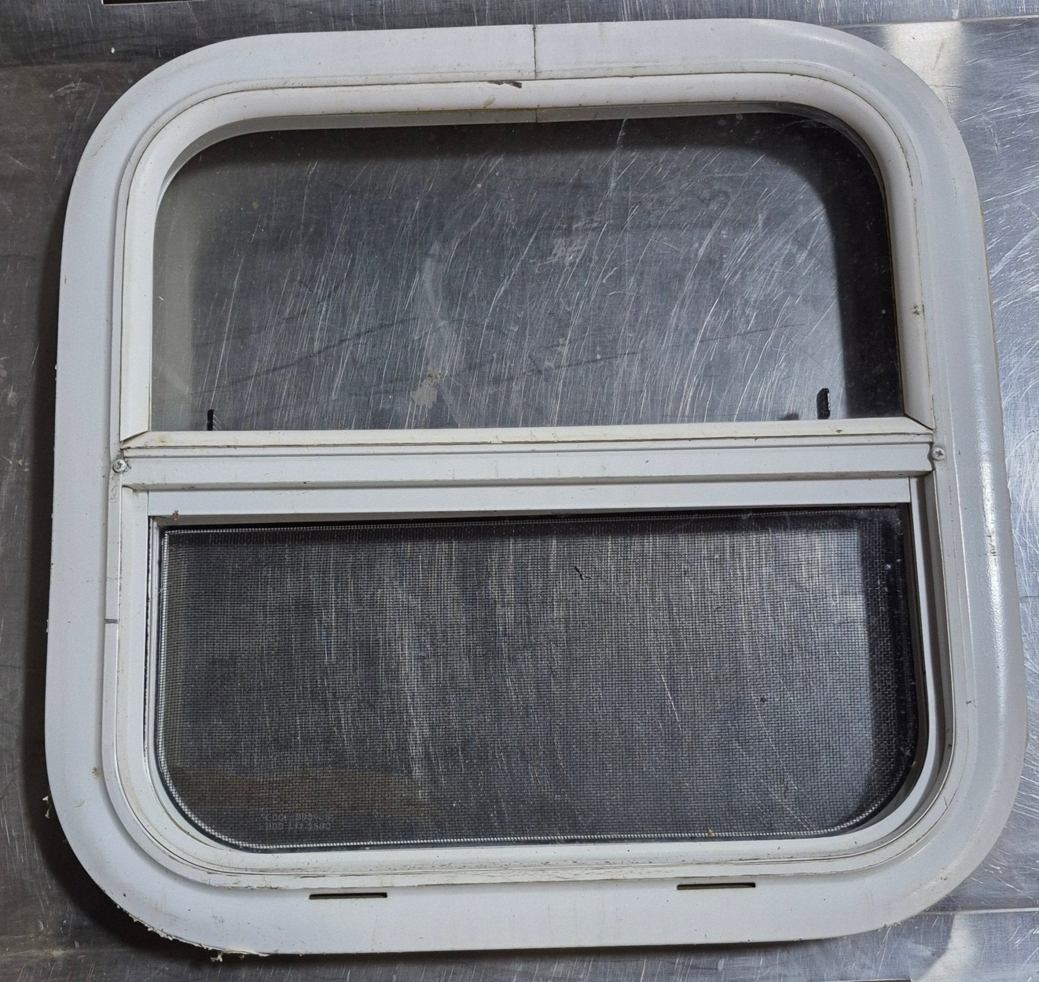 Used White Radius Opening Window : 17 1/2 W x 17 1/2 H x 1 1/8 D