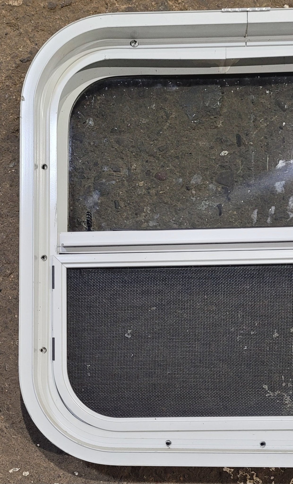 Used White Radius Opening Window : 17 1/2 W x 17 1/2 H x 1 7/8 D