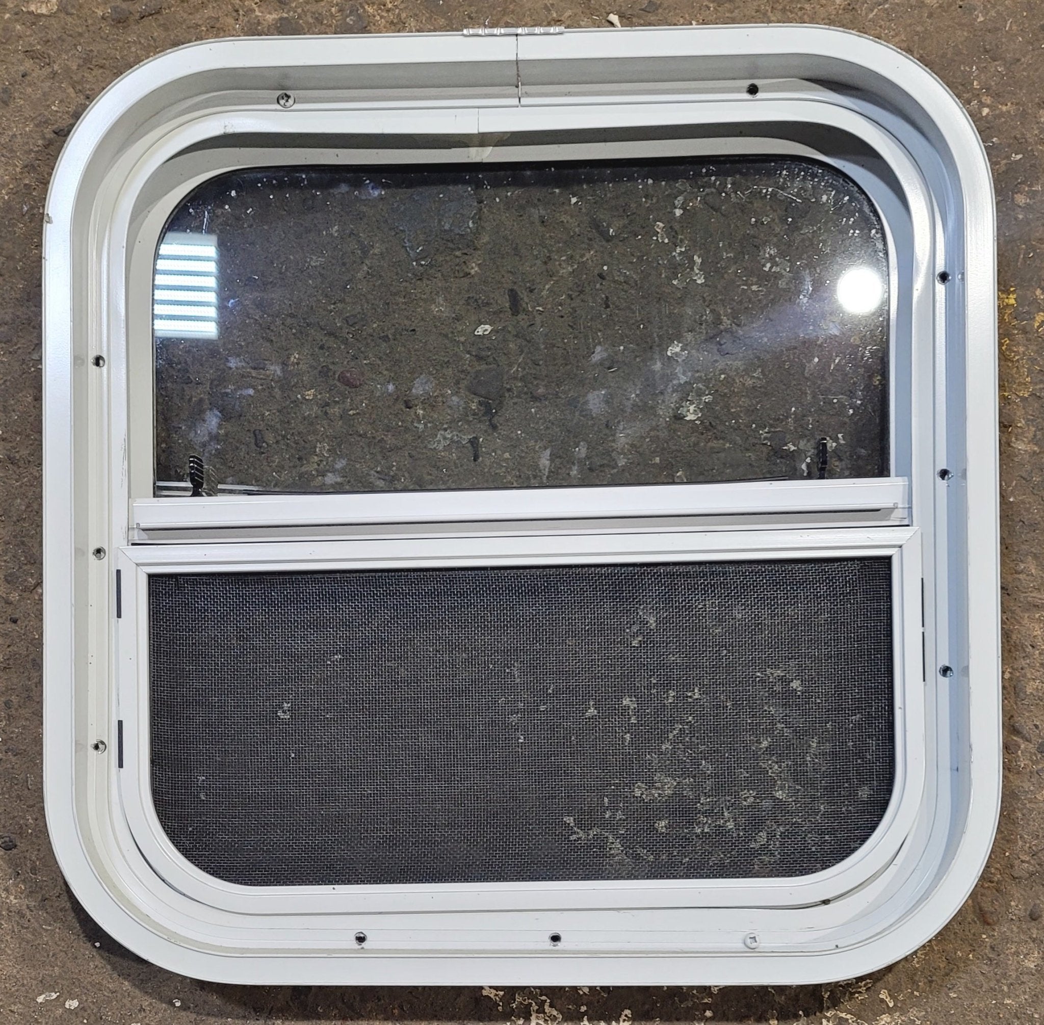 Used White Radius Opening Window : 17 1/2 W x 17 1/2 H x 1 7/8 D