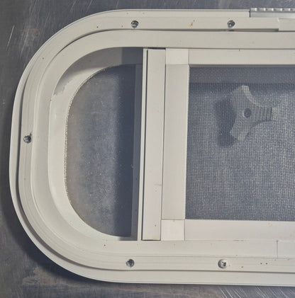 Used White Radius Opening Window : 17 1/2 W x 8 1/2 H x 1 1/8 D