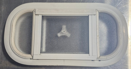 Used White Radius Opening Window : 17 1/2 W x 8 1/2 H x 1 1/8 D