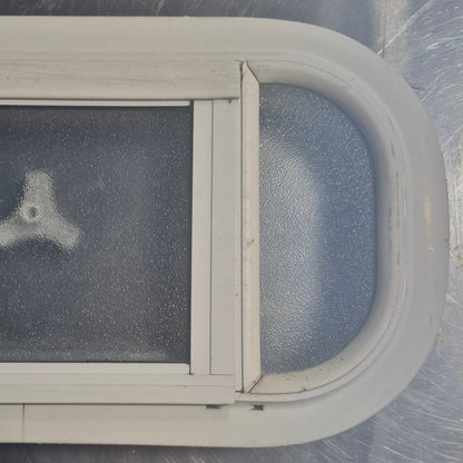 Used White Radius Opening Window : 17 1/2 W x 8 1/2 H x 1 1/8 D