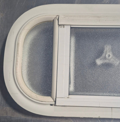 Used White Radius Opening Window : 17 1/2 W x 8 1/2 H x 1 1/8 D