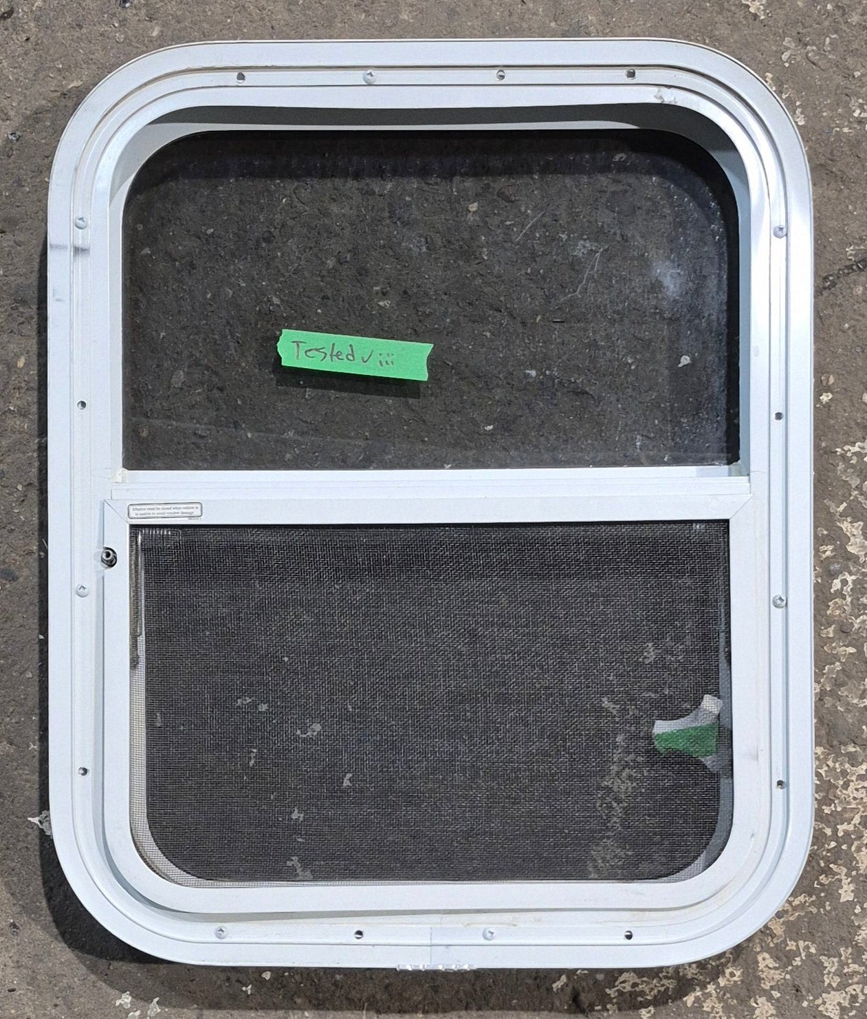 Used White Radius Opening Window : 17 1/4 W x 21 1/4 H x 1 3/4 D