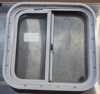 Used White Radius Opening Window : 18 1/4 W x 17 3/4 H x 1 3/4 D