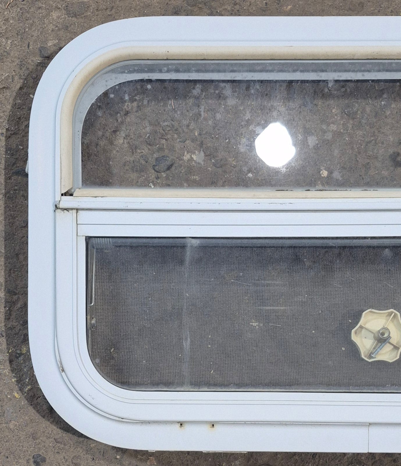 Used White Radius Opening Window : 23 1/2 W x 14 1/2 H x 1 7/8 D
