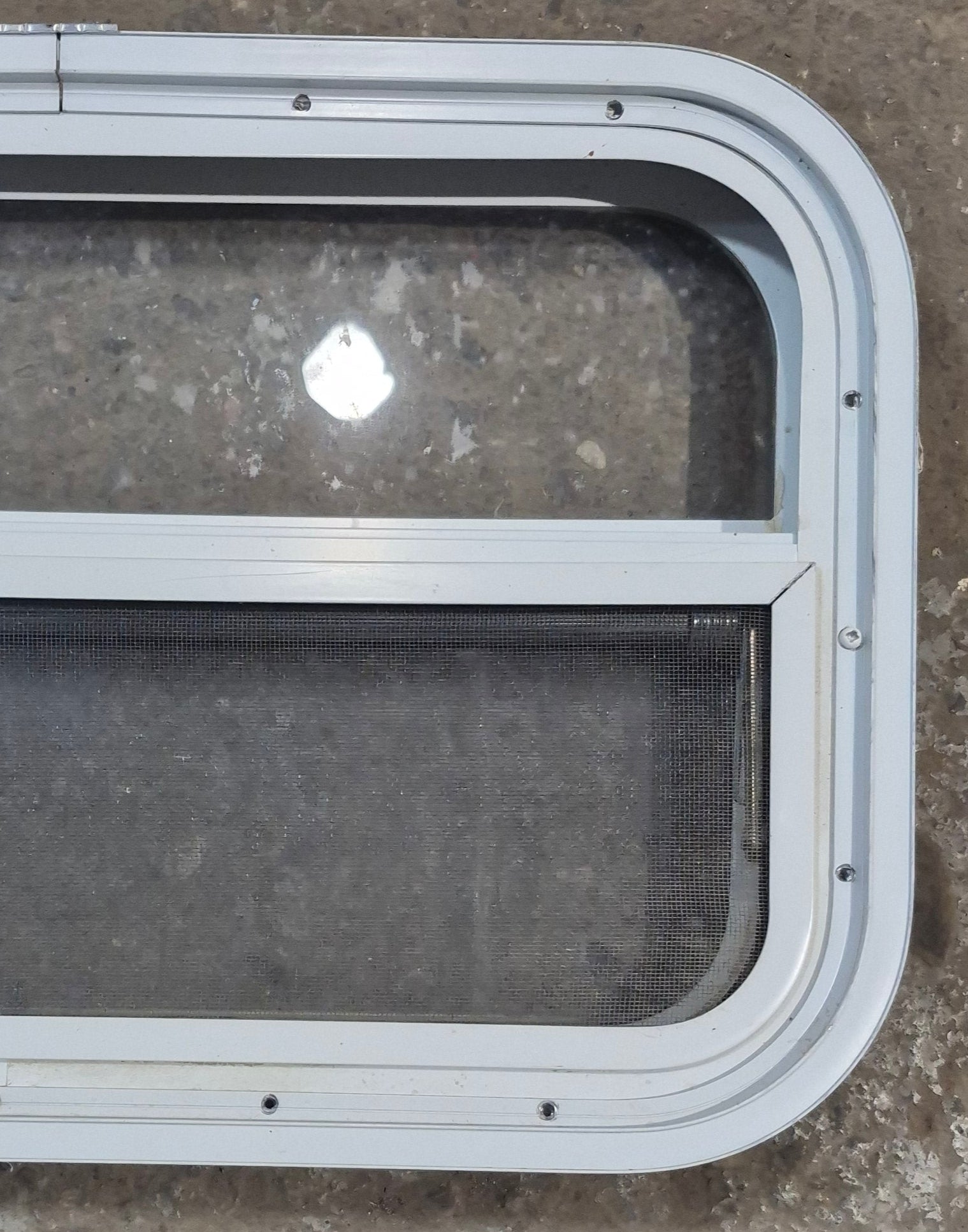 Used White Radius Opening Window : 23 1/2 W x 14 1/2 H x 1 7/8 D